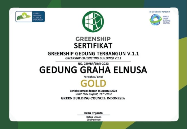 Terapkan Transisi Energi Bersih, Graha Elnusa Raih Greenship Existing ...